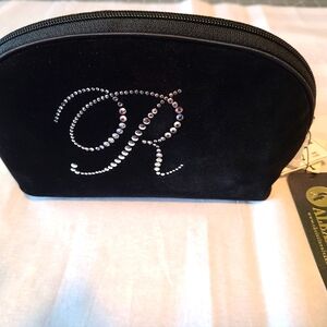 Christine Alexander Velvet Large Cosmetic Pouch  Inital R
